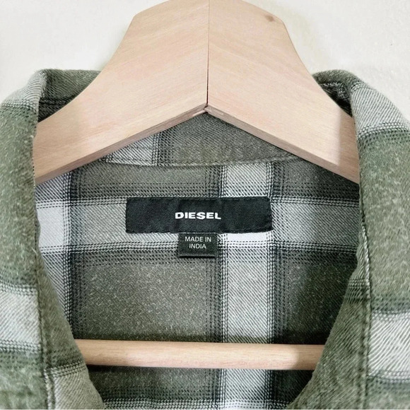 Diesel Checked Green Snap Button Shirt - Picture 9 of 16